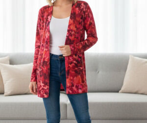Isaac Mizrahi Live Red & Orange Floral Print Women Long-Sleeve Top –  Small
